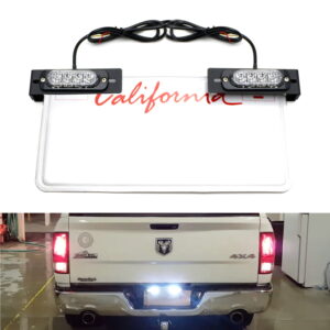 Kit de luces de advertencia estroboscópicas de montaje en matrícula LED ámbar/blanco para camioneta SUV coche-
