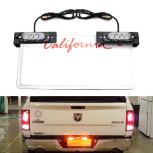 Kit de luces de advertencia estroboscópicas de montaje en matrícula LED ámbar para camioneta SUV coche-