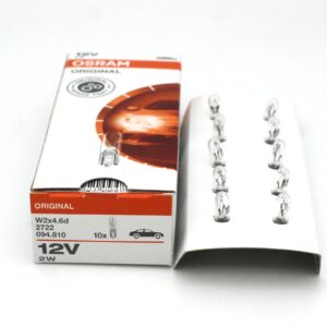 10 piezas OSRAM 2722 12V2W W2W W2×4.6d T5 OD5MM AUTOMOTRIZ lámparas individuales luz coche-