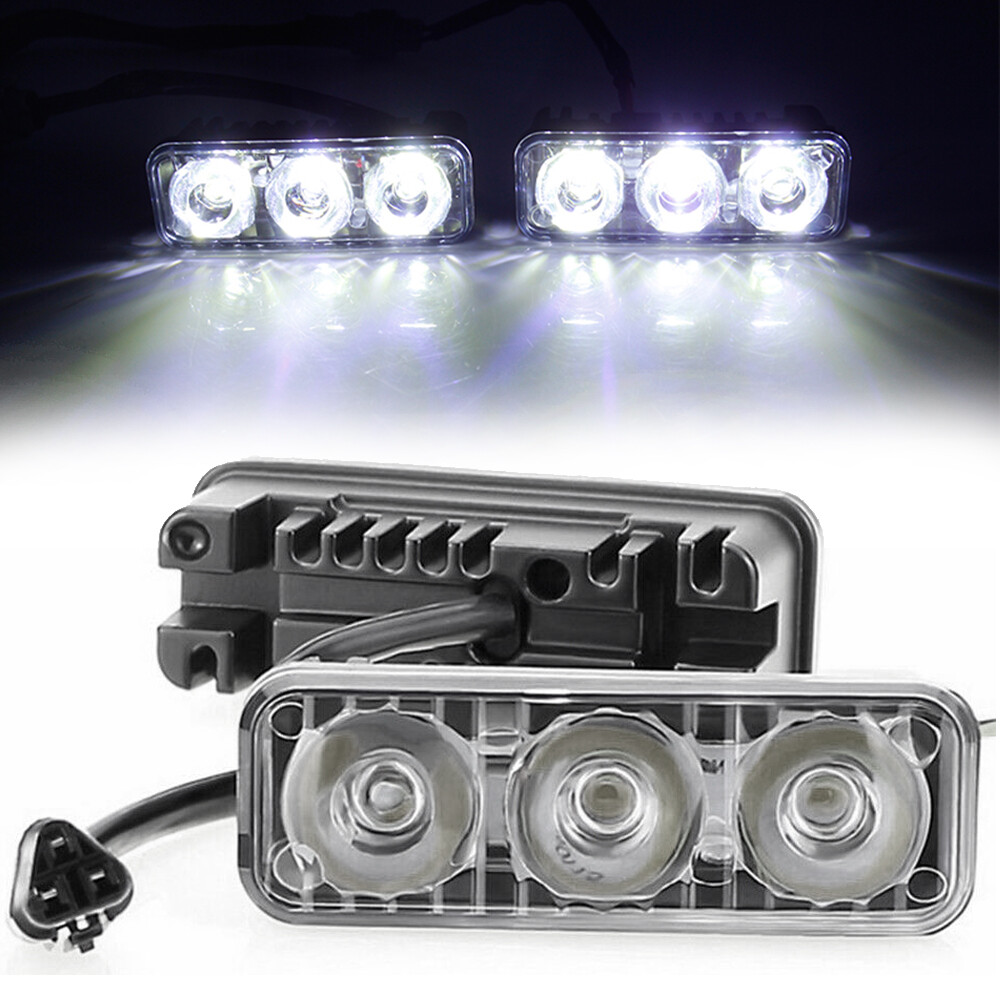 Luces LED de circulación diurna para conducción de automóviles DRL luz antiniebla 12V súper blanca 3LED-