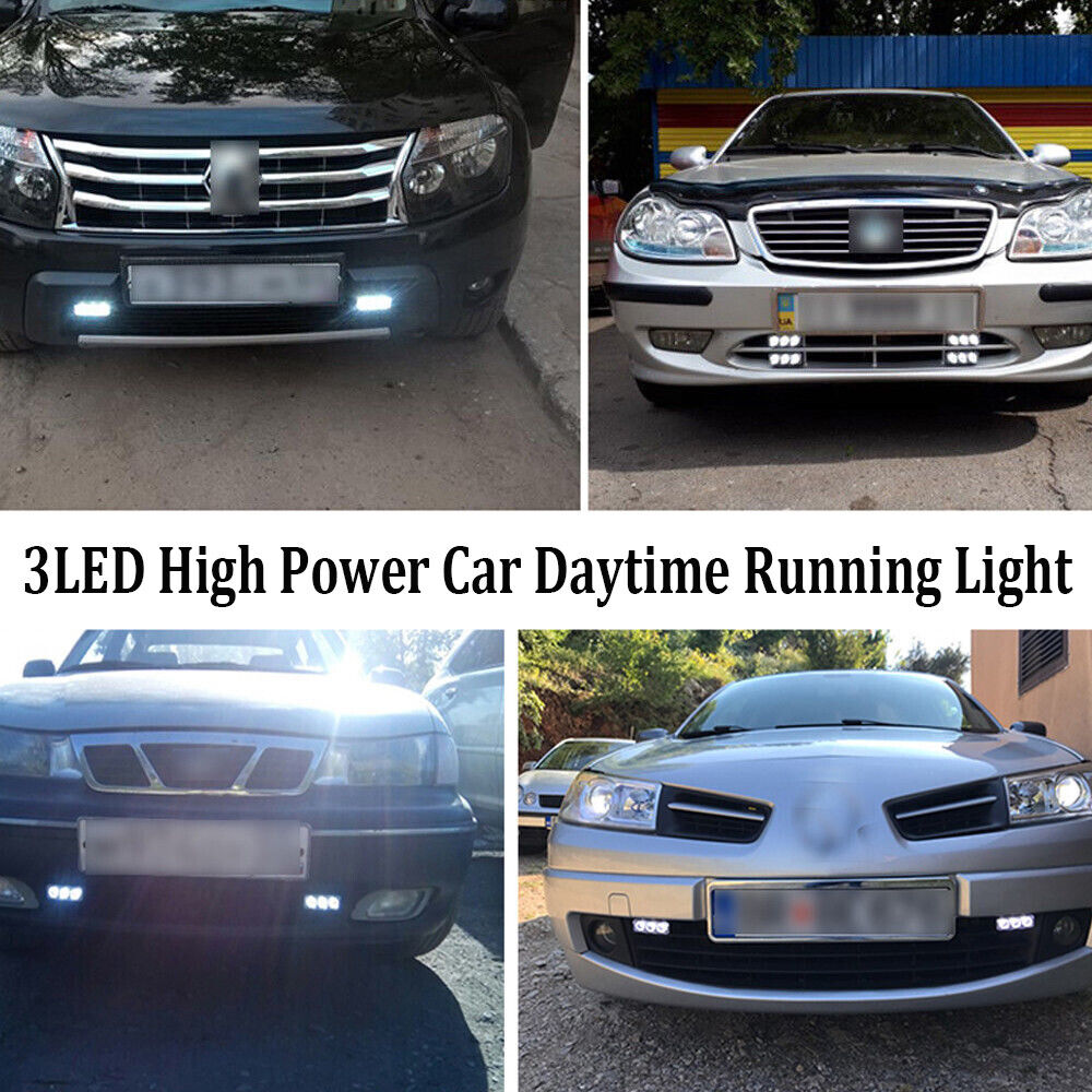 Luces LED de circulación diurna para conducción de automóviles DRL luz antiniebla 12V súper blanca 3LED- - Image 2
