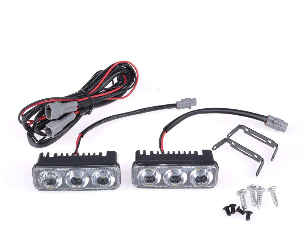 Luces LED de circulación diurna para conducción de automóviles DRL luz antiniebla 12V súper blanca 3LED- - Image 4