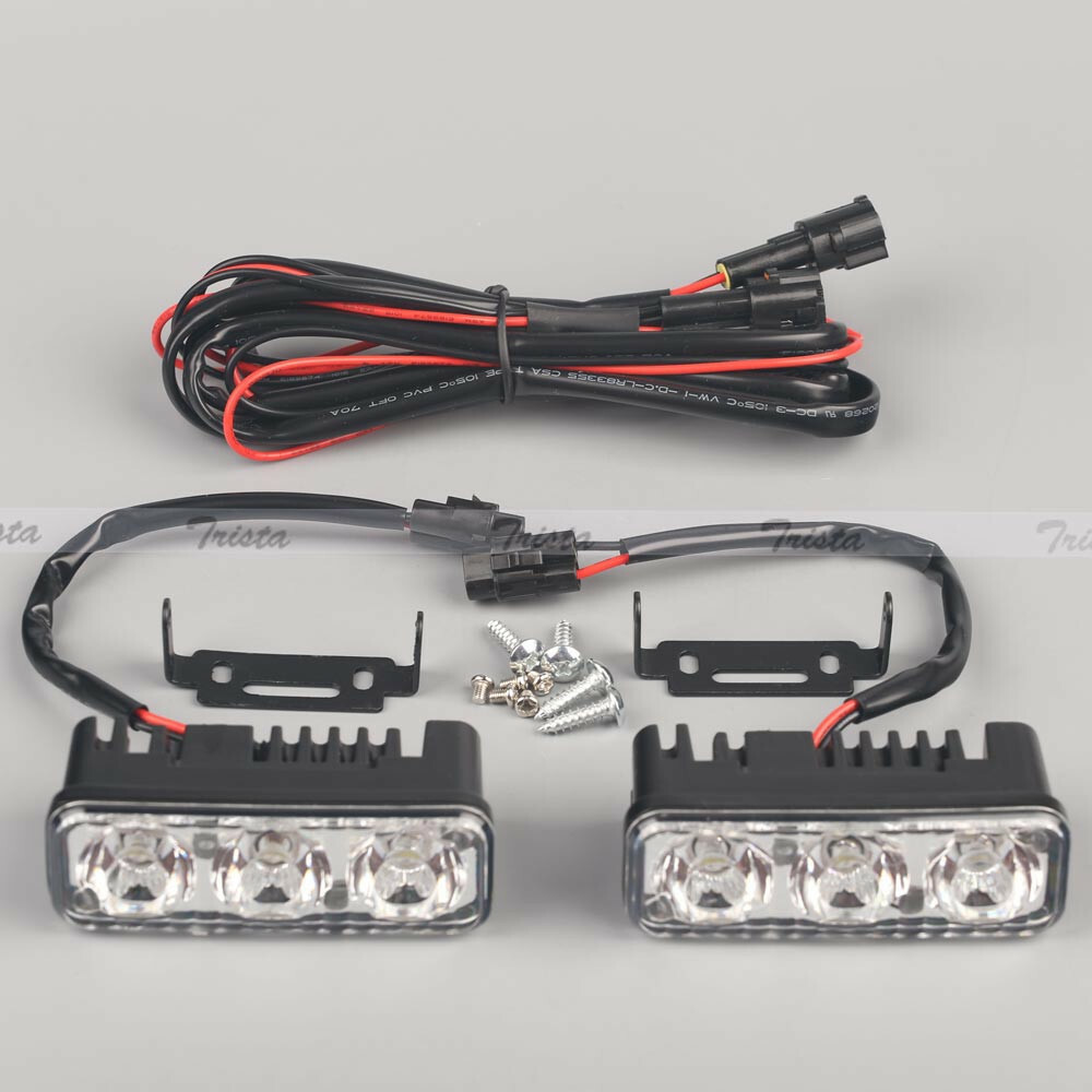 2pcs 3 LED White High Power Car DRL Daytime Running Light Fog Lamp Universal New