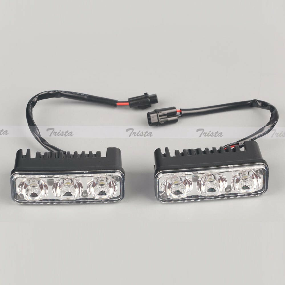2pcs 3 LED White High Power Car DRL Daytime Running Light Fog Lamp Universal New - Image 2