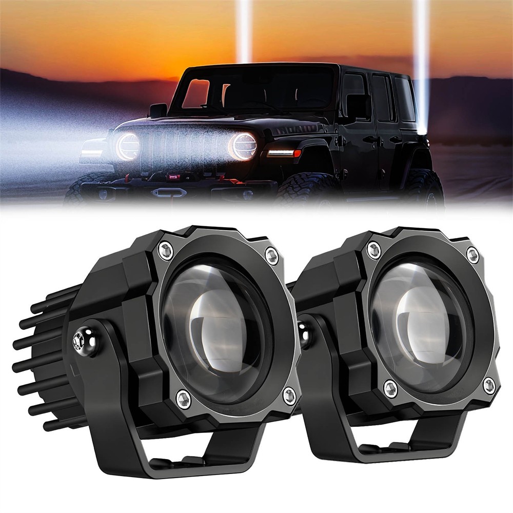 Par de luces antiniebla cuadradas para conducción todoterreno de 3""72 W haz de inundación iluminación automotriz- - Image 3