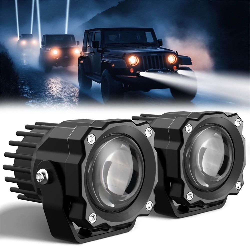 Par de luces antiniebla cuadradas para conducción todoterreno de 3""72 W haz de inundación iluminación automotriz- - Image 4