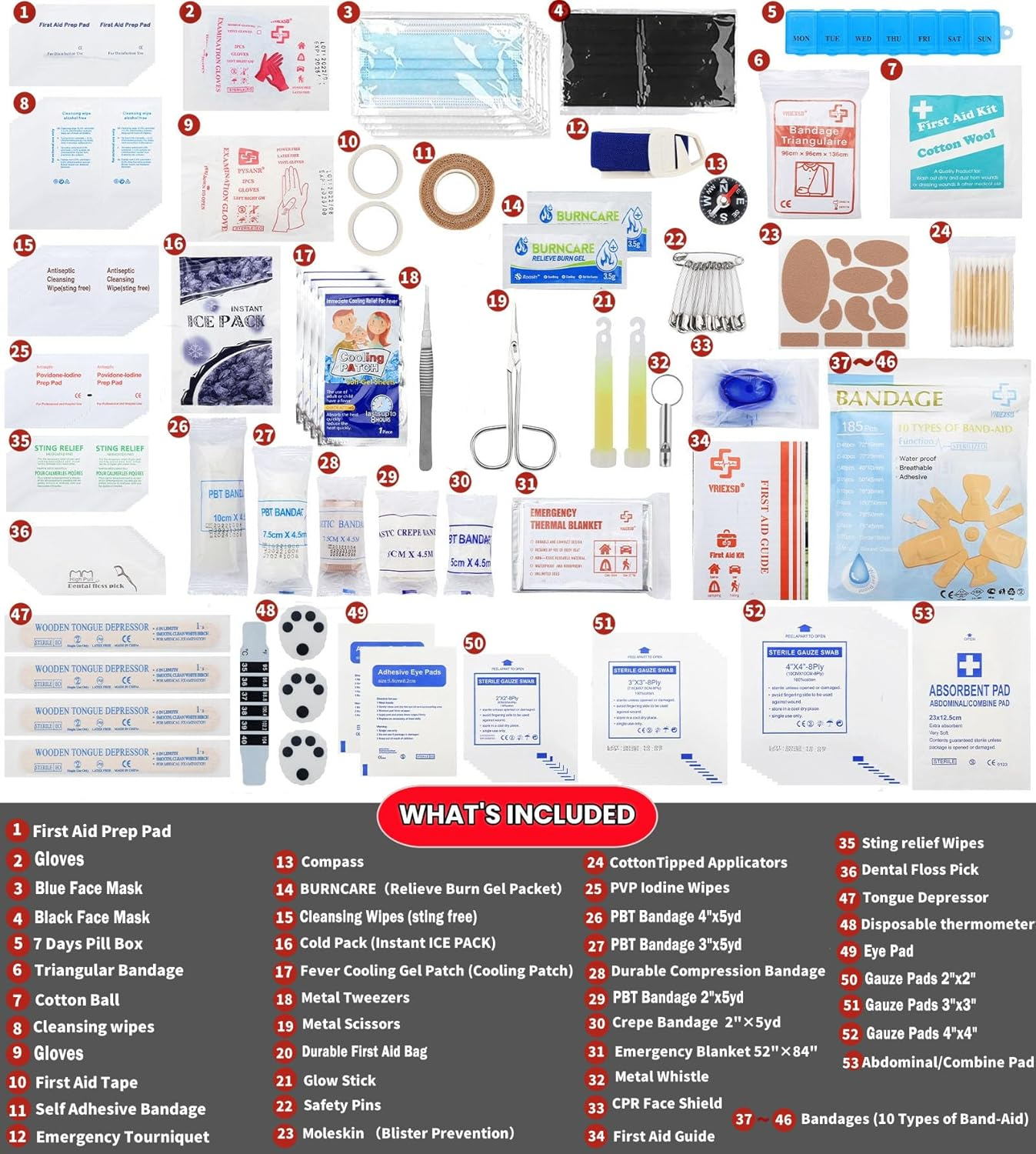Kit de Primeros Auxilios Grande 400 Piezas Kits de Emergencia Premium para Hogar, Oficina, Coche, Exterior- - Image 3