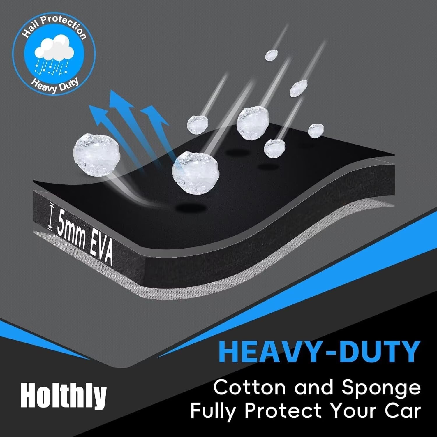 Holthly Protector Granizo Cubierta Coche, Exterior Anti Granizo Cubiertas Coche Gruesas Multi-La...- - Image 2