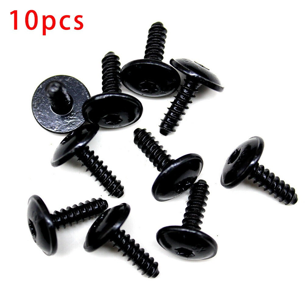 Tornillos negros para accesorios automotrices 10x tornillos de protección contra salpicaduras para guardabarros-