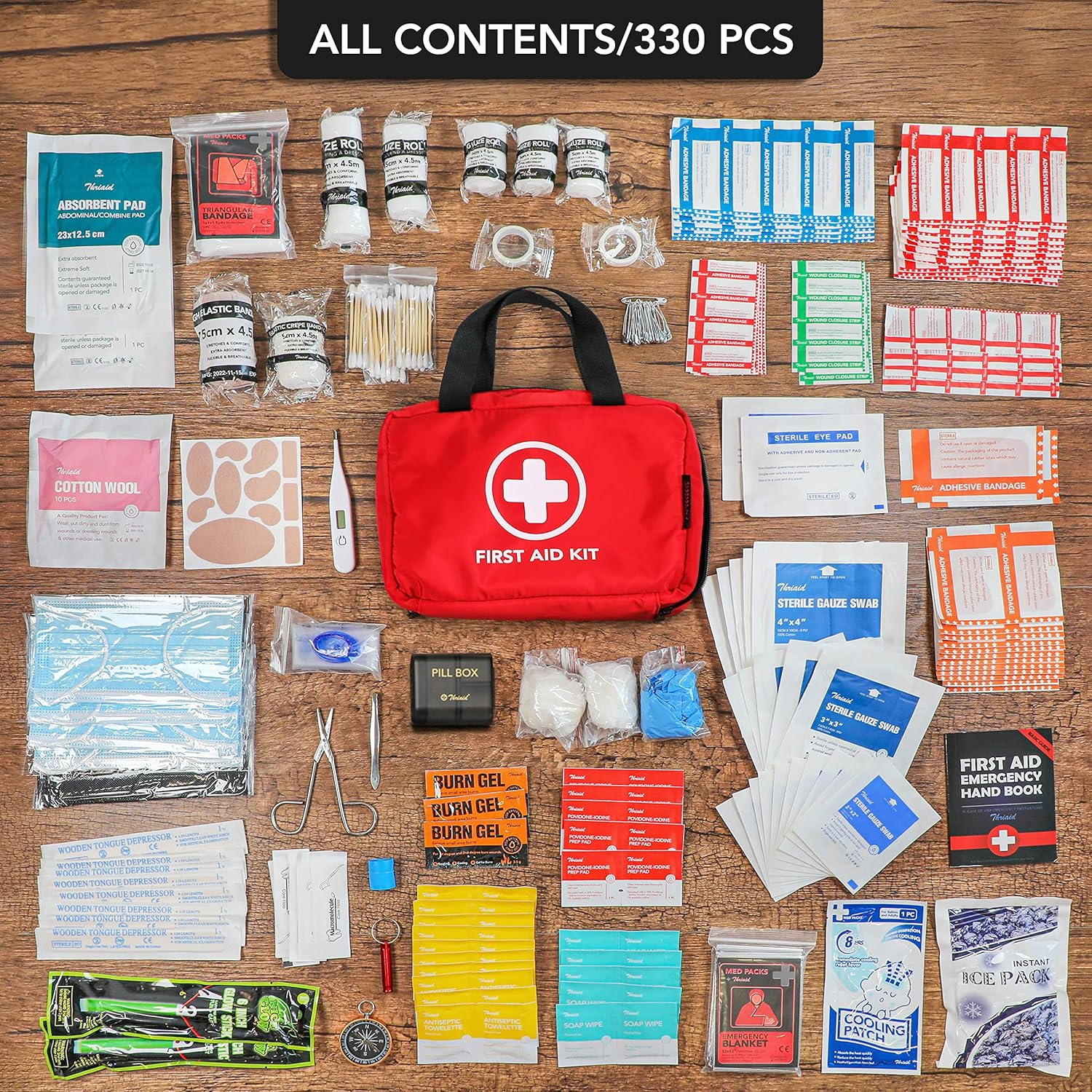 Kit de Primeros Auxilios 330 Piezas, Kits Médicos de Trauma Compactos Impermeable Premium para Cualquier - - Image 4