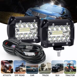 2 PIEZAS 4 pulgadas 60W Automotriz LED Barras de Luz de Trabajo con Kit de Arnés de Cableado Interruptor-