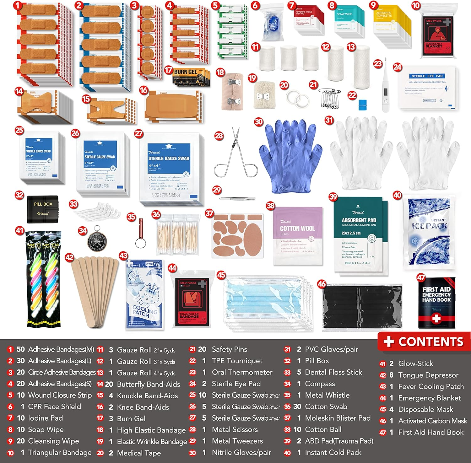 Kit de Primeros Auxilios 330 Piezas, Kits Médicos de Trauma Compactos Impermeable Premium para Cualquier - - Image 5