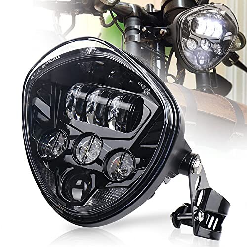 Faro moto 7 pulgadas con soporte faros LED blanco DRL alto/bajo-