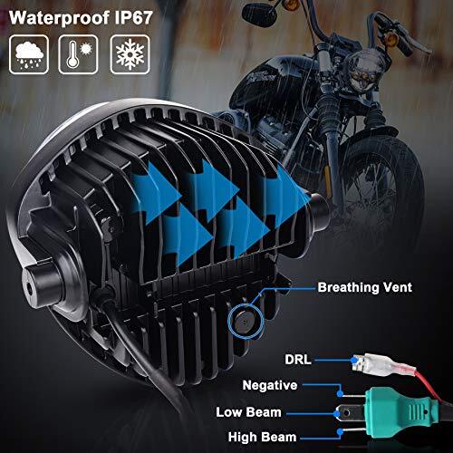 Faro moto 7 pulgadas con soporte faros LED blanco DRL alto/bajo- - Image 3