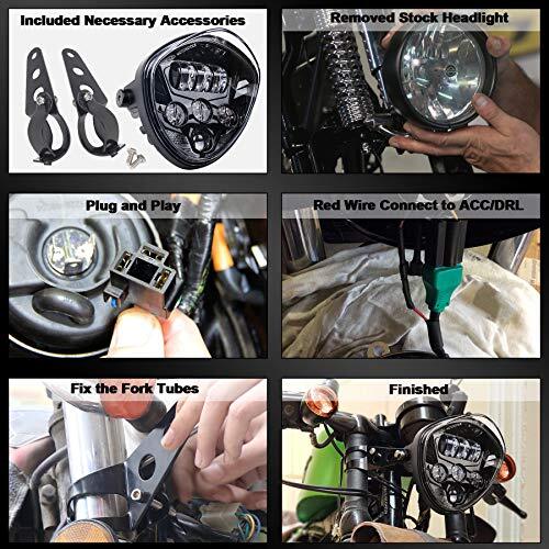 Faro moto 7 pulgadas con soporte faros LED blanco DRL alto/bajo- - Image 4