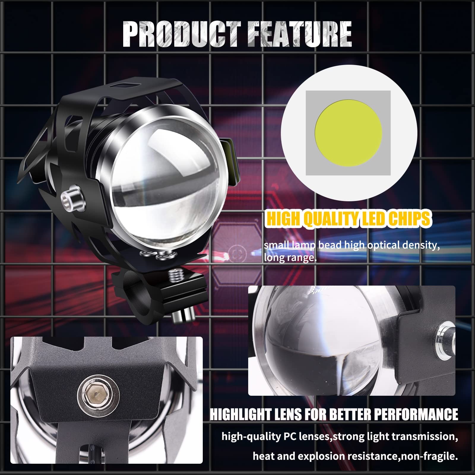 Focos de moto estables, faros universales de moto con interruptor- - Image 5