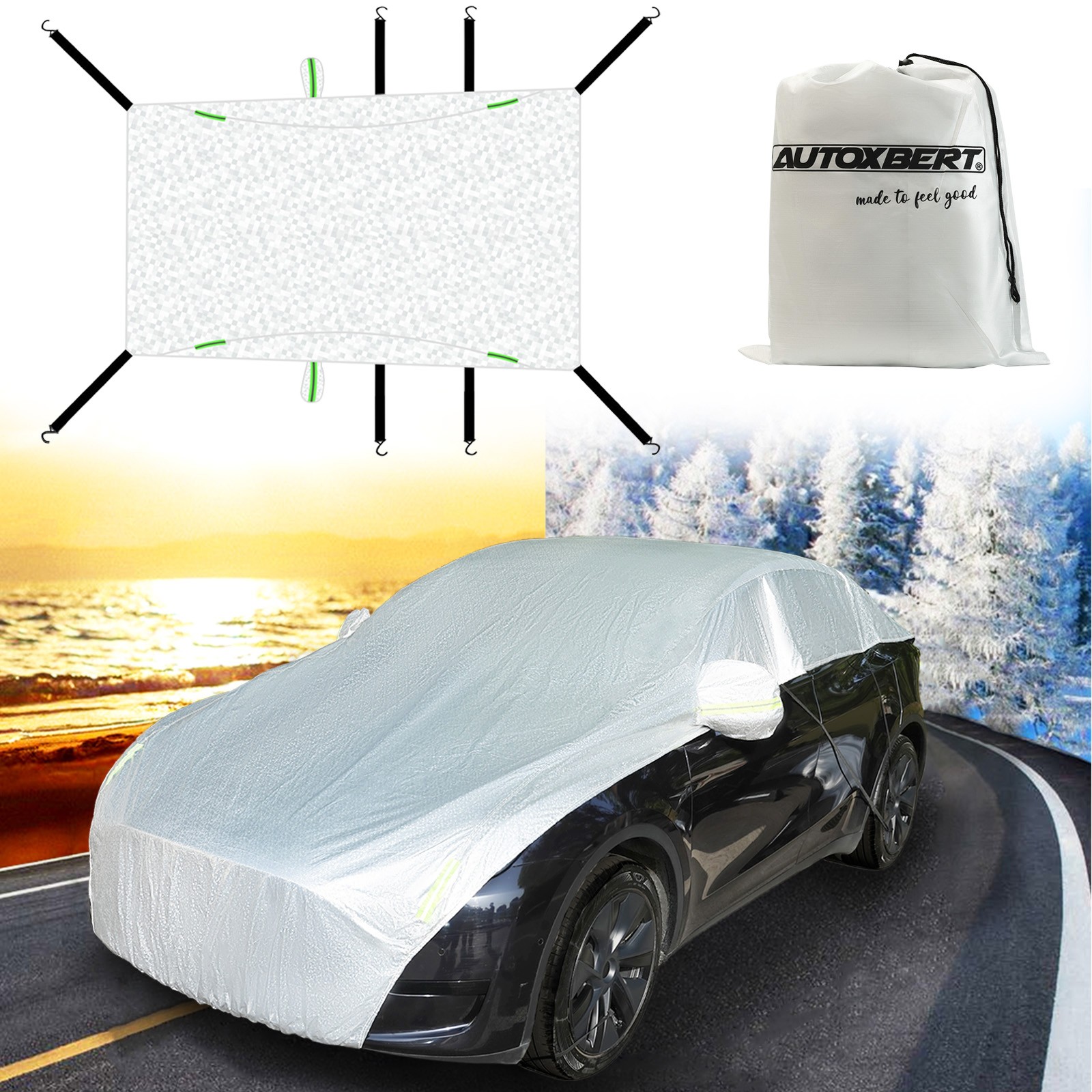Cubierta de coche de 4 capas cubierta de garaje completa lona cubierta garaje completo 545 x 230 cm-