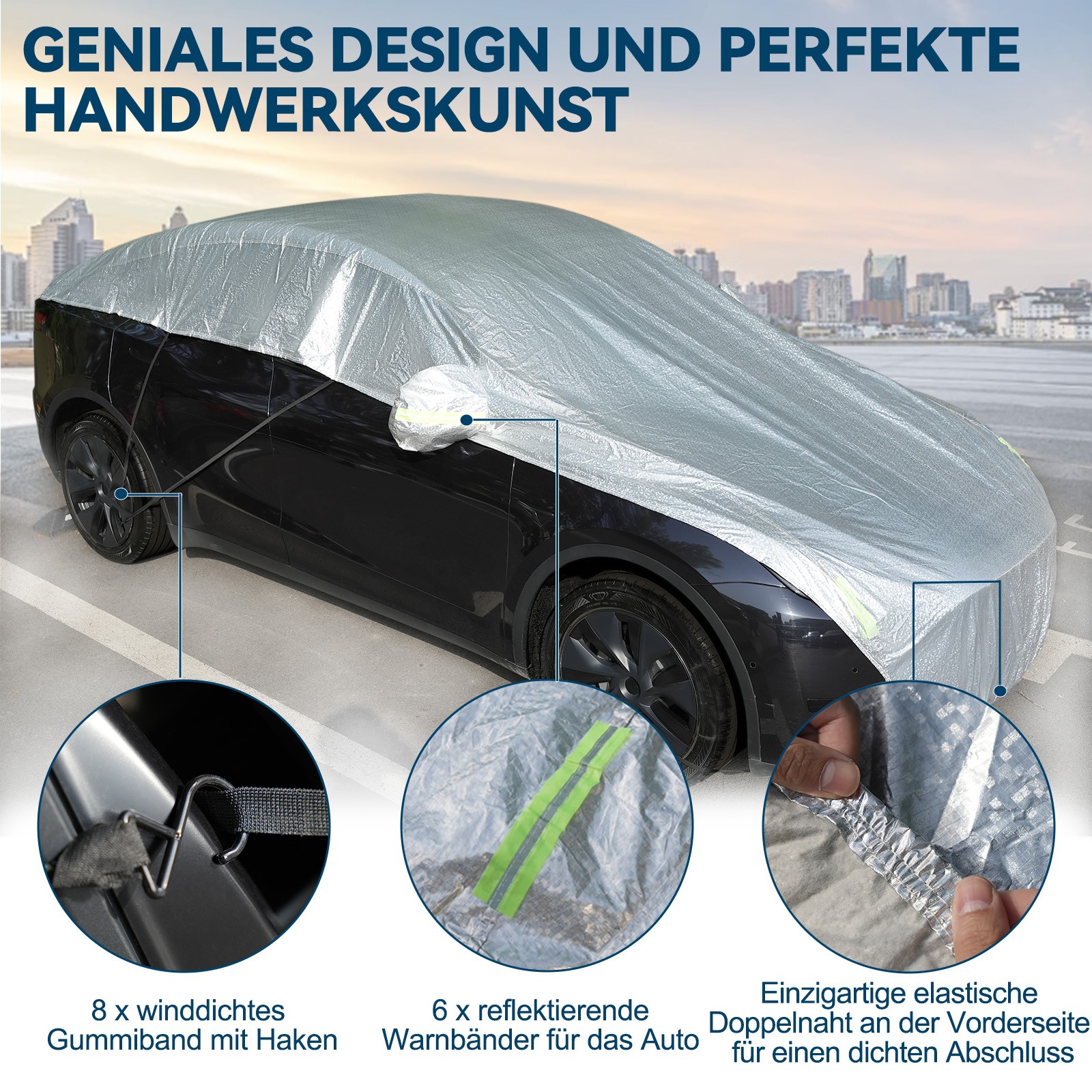 Cubierta de coche de 4 capas cubierta de garaje completa lona cubierta garaje completo 545 x 230 cm- - Image 5