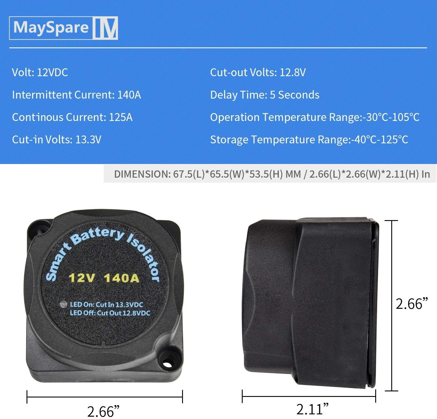 Relé sensible al voltaje 12V 140A para sistema de carga automática de doble batería- - Image 4