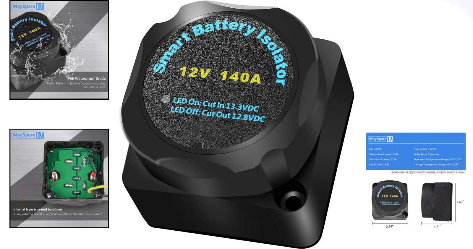 Relé sensible al voltaje 12V 140A para sistema inteligente de carga de batería doble- - Image 2