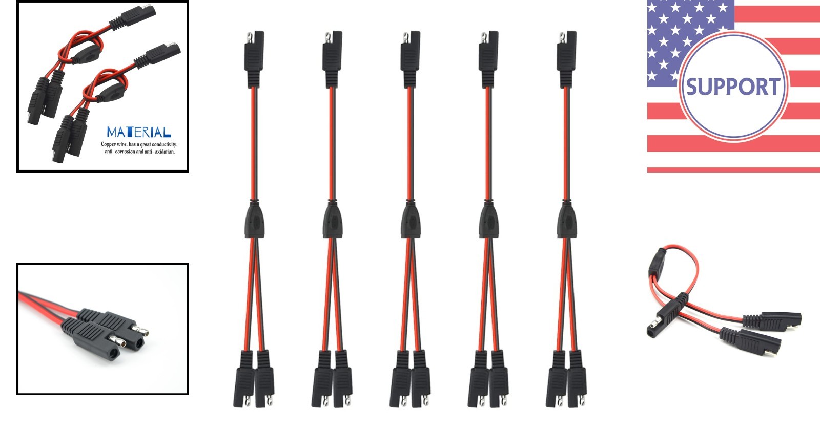 Cables divisor SAE Y de doble salida de 18 AWG - 11,8 pulgadas para batería solar y automotriz- - Image 2