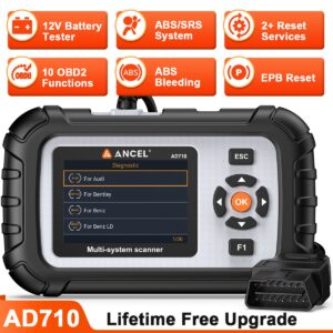 Herramienta de diagnóstico de motor de verificación de escáner OBD2 automotriz ANCEL AD710 ABS sangrado SRS-