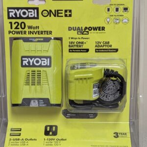 Inversor de alimentación automotriz RYOBI 18V 120 vatios 12 V puertos USB DUALES RYi120A RYi120-