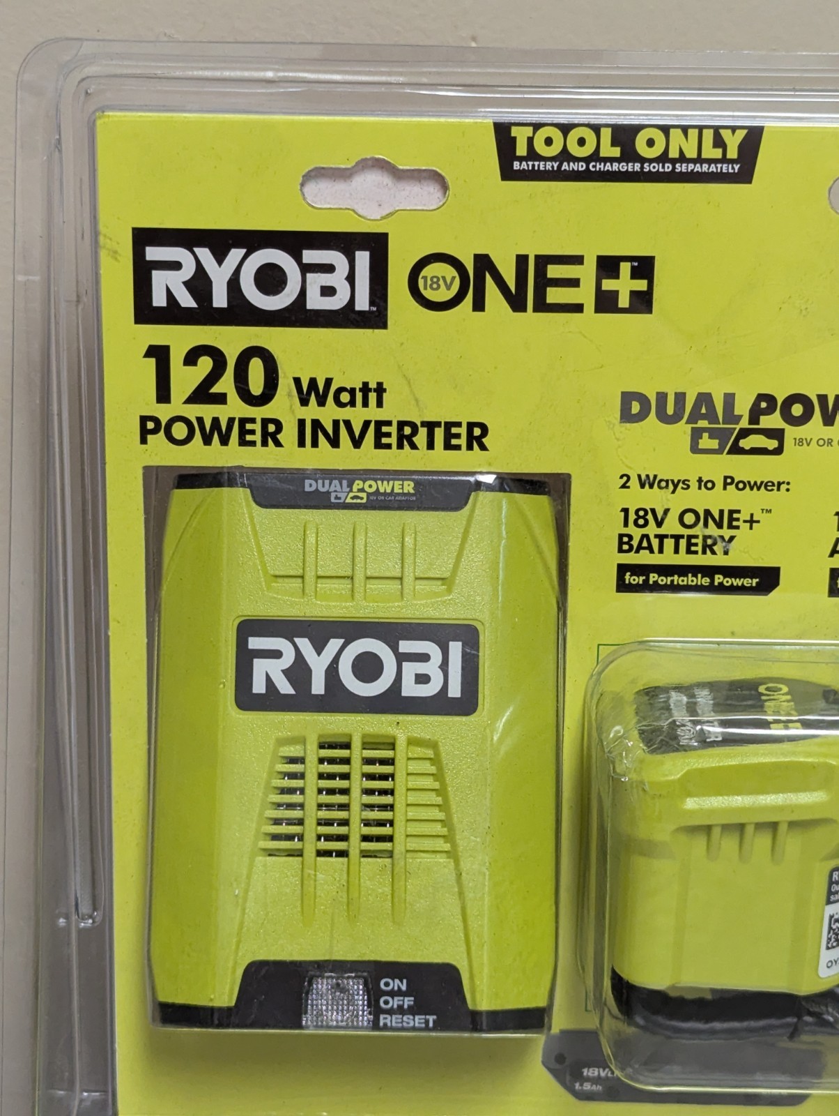 Inversor de alimentación automotriz RYOBI 18V 120 vatios 12 V puertos USB DUALES RYi120A RYi120- - Image 3