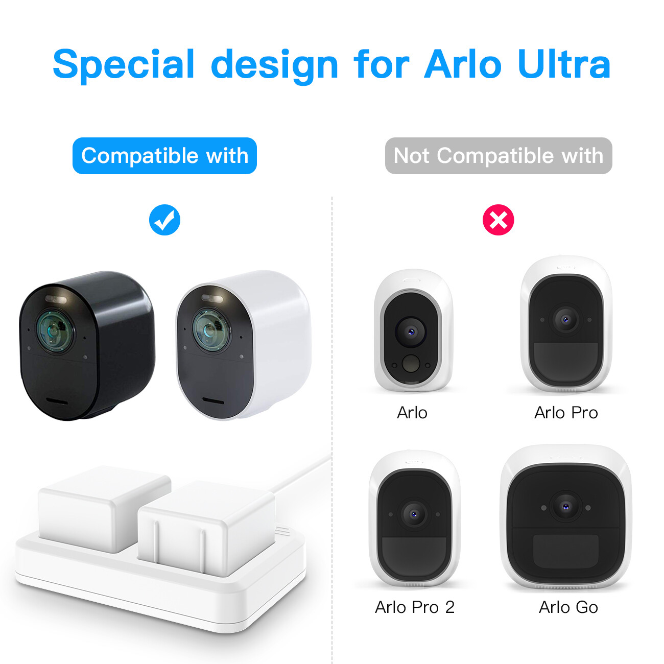 Estación de carga de batería doble con pantalla LED para Arlo Ultra 4K UHD/Arlo Pro3- - Image 5