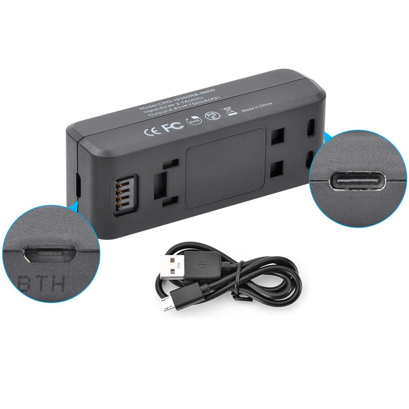 Cargador de batería USB doble con indicador LED para Insta 360 ONE R/ONE RS- - Image 2