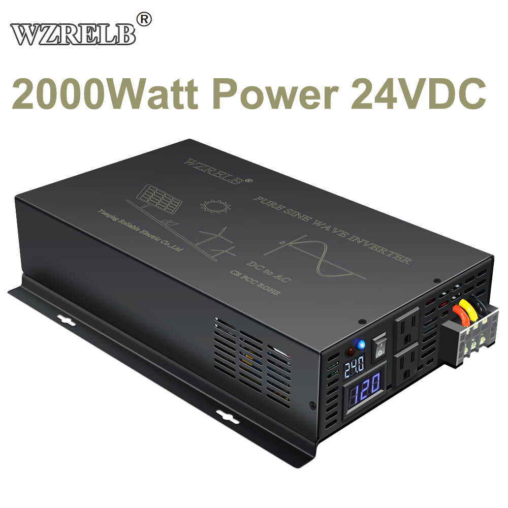 Casa rodante inversor de onda sinusoidal pura de 24 V a 110 V 2000 W convertidor de energía sistema solar para el hogar-
