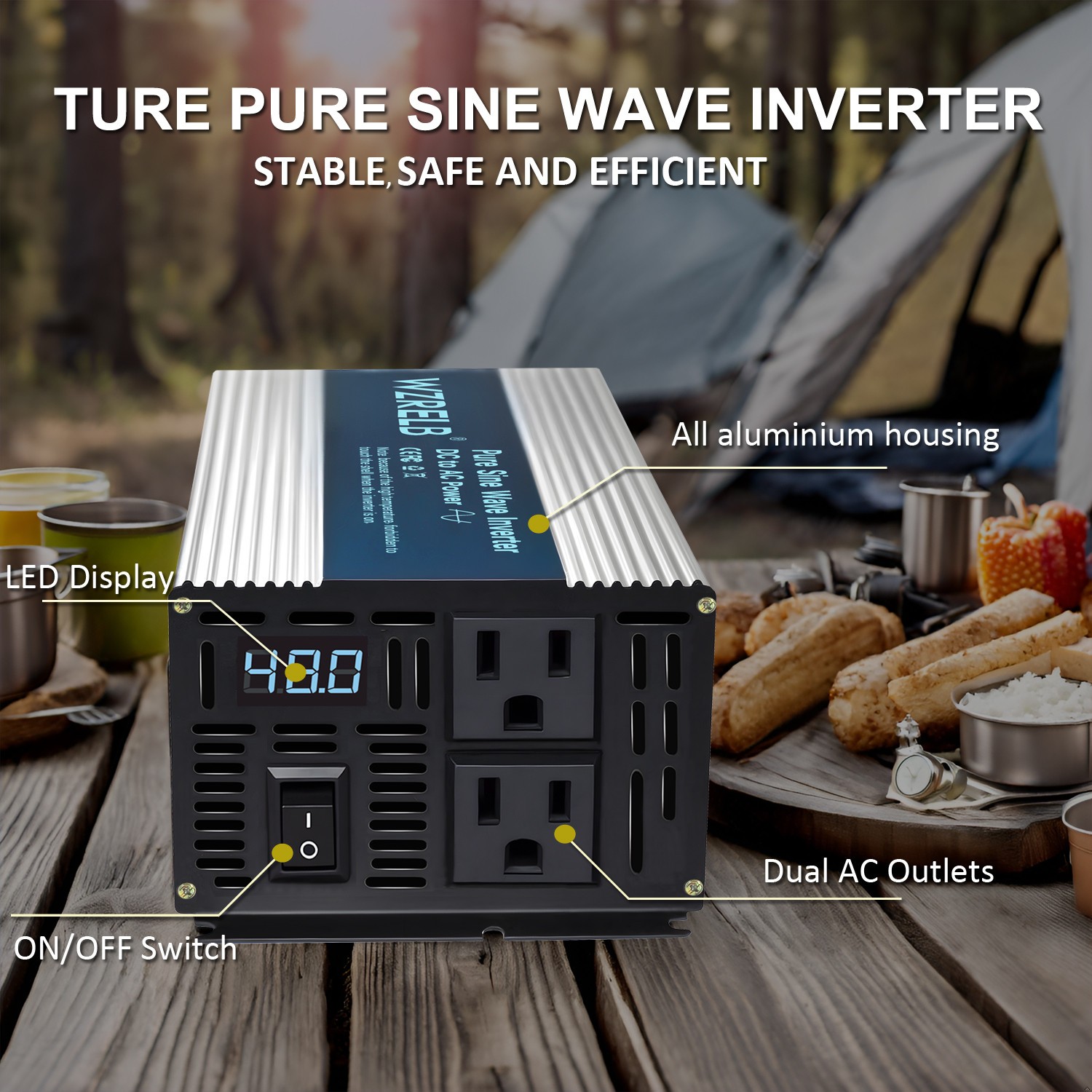 Inversor de onda sinusoidal pura 500 W convertidor de energía 12 V a 240 V solar coche camión casa rodante- - Image 5