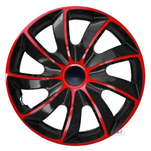 Juego de 4 tapacubos cuádruples de 15" rojo-negro 15 pulgadas-