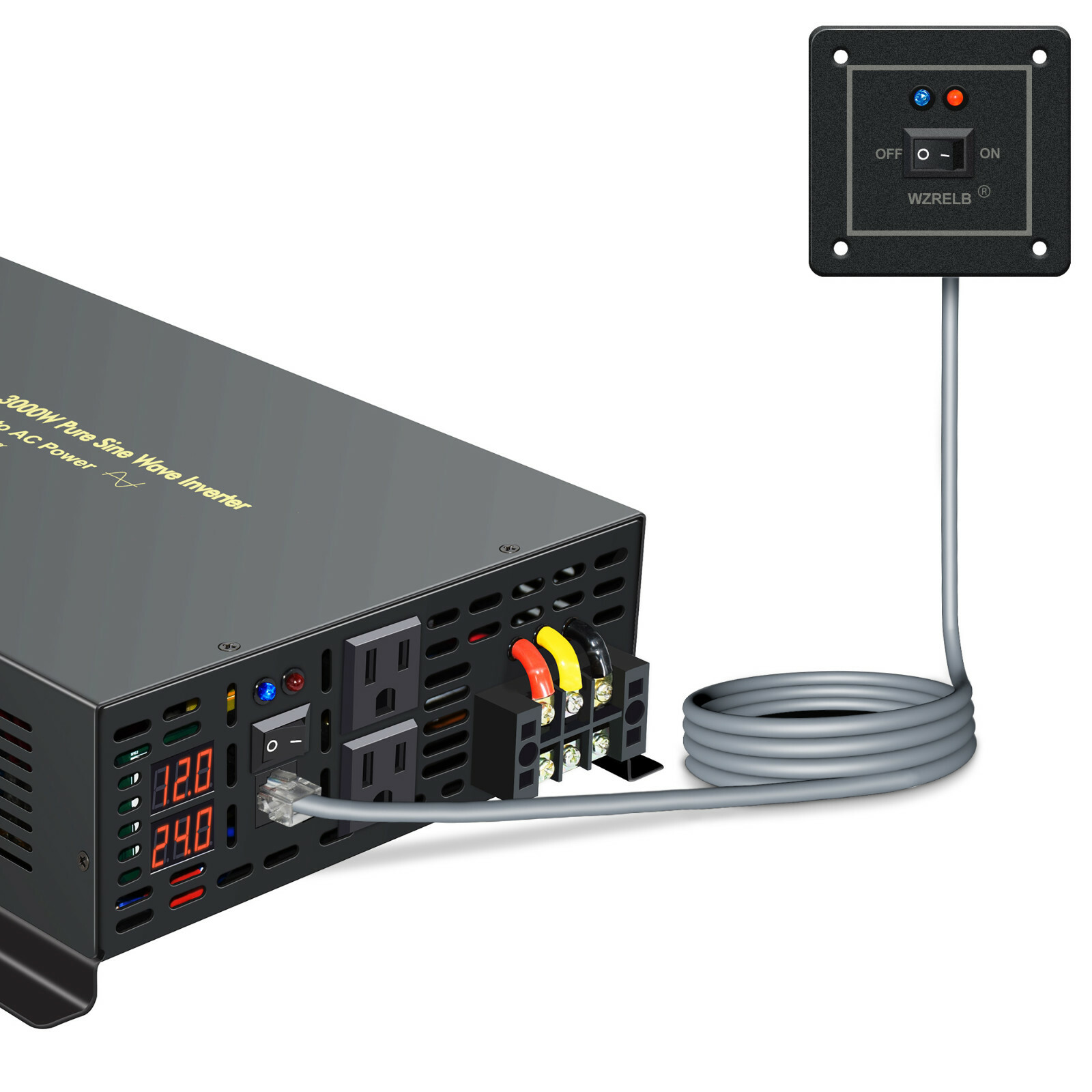 Inversor de energía de onda sinusoidal pura de 24 V a 240 V 3000 W interruptor remoto solar fuera de la red RV- - Image 2