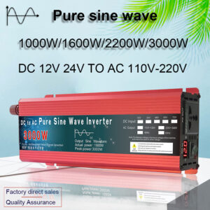 INVERSORES DE ONDA SINUSOIDAL PURA 1000W 1600W 2200W 3000W Energía Solar Auto Hogar Nuevo-