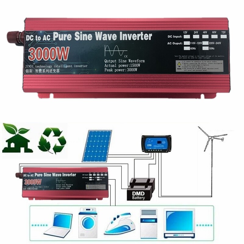 INVERSORES DE ONDA SINUSOIDAL PURA 1000W 1600W 2200W 3000W Energía Solar Auto Hogar Nuevo- - Image 4