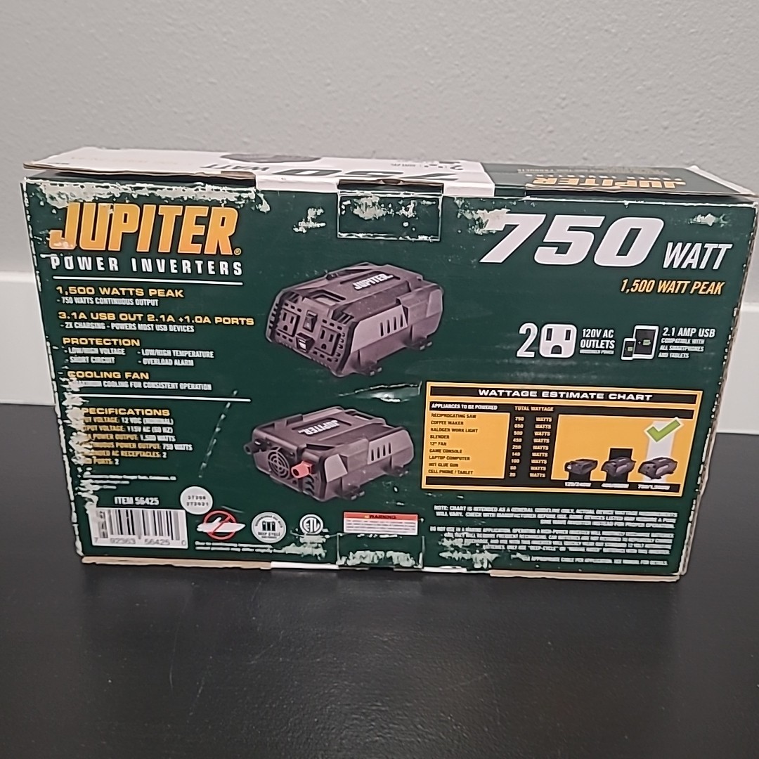 JUPITER 750 VATIOS INVERSOR DE POTENCIA 56425 (J27002491) SALIDA 115v pico 1500w y 2 Usb- - Image 3