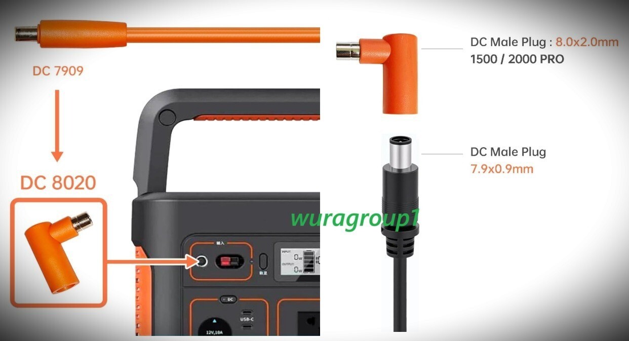 Adaptador de ángulo recto de panel solar DC7909 a DC8020 para central eléctrica Jackery- - Image 3