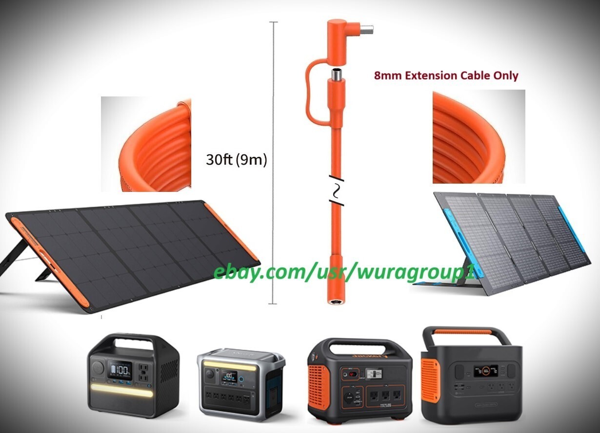 Cable de extensión de alimentación de 8 mm 30' para estación de energía solar Blue Bouldr Jckry Yeti MOak- - Image 2