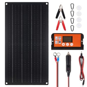 Panel Solar Flexible Negro 20W y Controlador 60A para Centrales Eléctricas Portátiles-