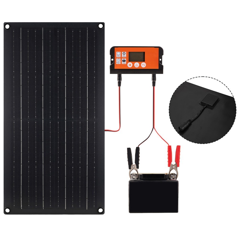 Panel Solar Flexible Negro 20W y Controlador 60A para Centrales Eléctricas Portátiles- - Image 3