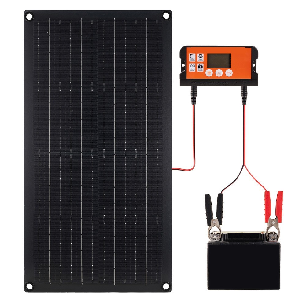Panel Solar Flexible Negro 20W y Controlador 60A para Centrales Eléctricas Portátiles- - Image 2