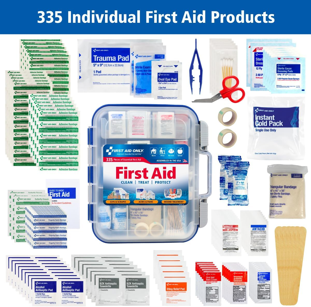 Kit de Primeros Auxilios Compatible con Osha, Multiusos Portátil Hogar Trabajo-Sitio Kit de Emergencia- - Image 4