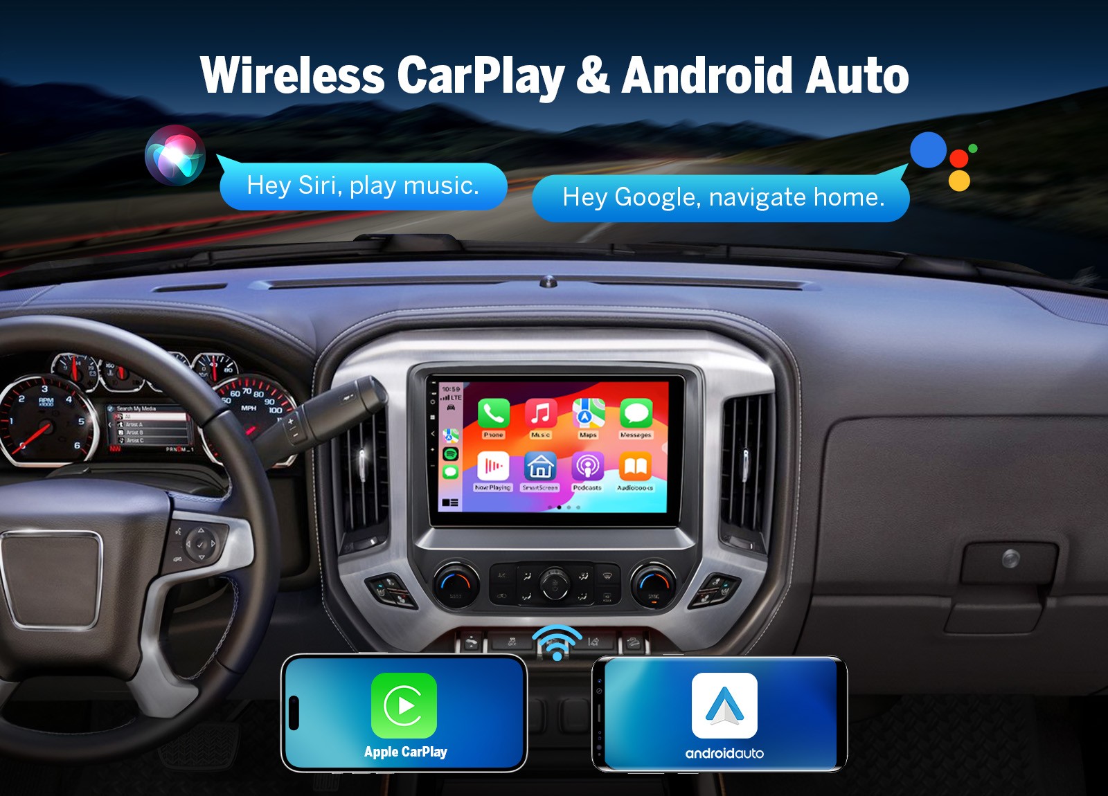 Radio estéreo para automóvil GMSX7 10,1" para Chevy Silverado GMC Sierra 2014-2018 Android 14- - Image 4