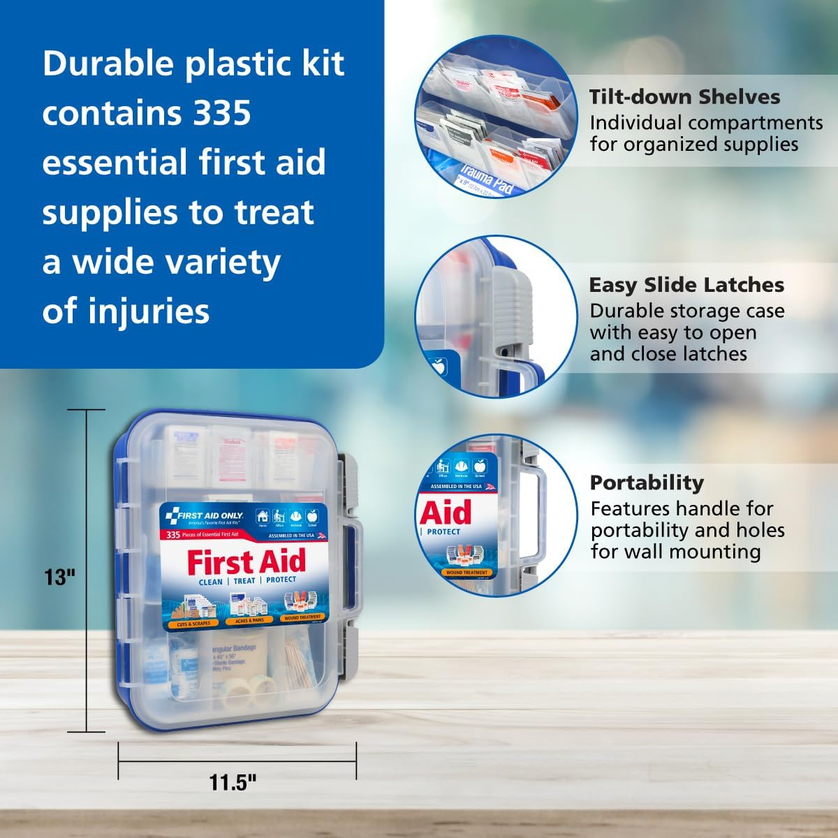 Kit de Primeros Auxilios Compatible con Osha, Multiusos Portátil Hogar Trabajo-Sitio Kit de Emergencia- - Image 5