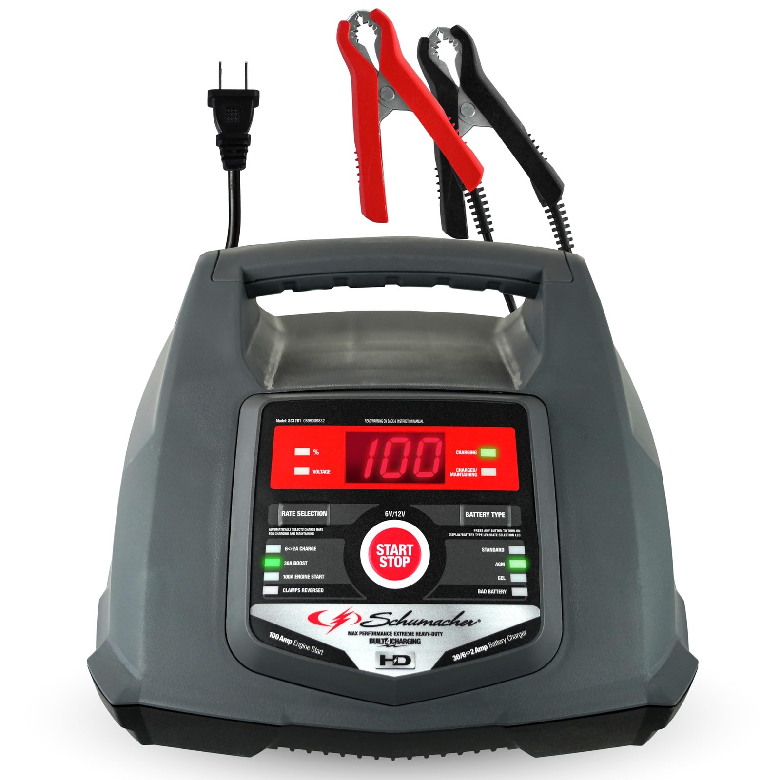 Cargador de Batería de Coche Schumacher Eléctrico 6A y Arrancador de Motor 100A, 5 en 1-