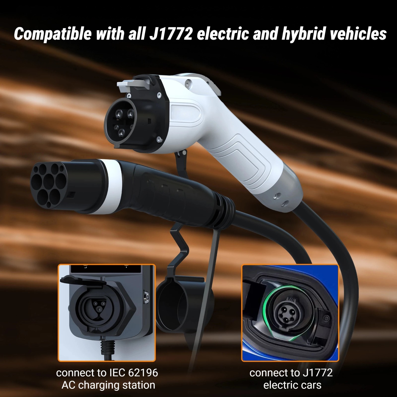 Cable de carga EV (3,5 kW - Tipo 2 a Tipo 1), Cargador EV Modo 3, 16A 250V, 5 m- - Image 3