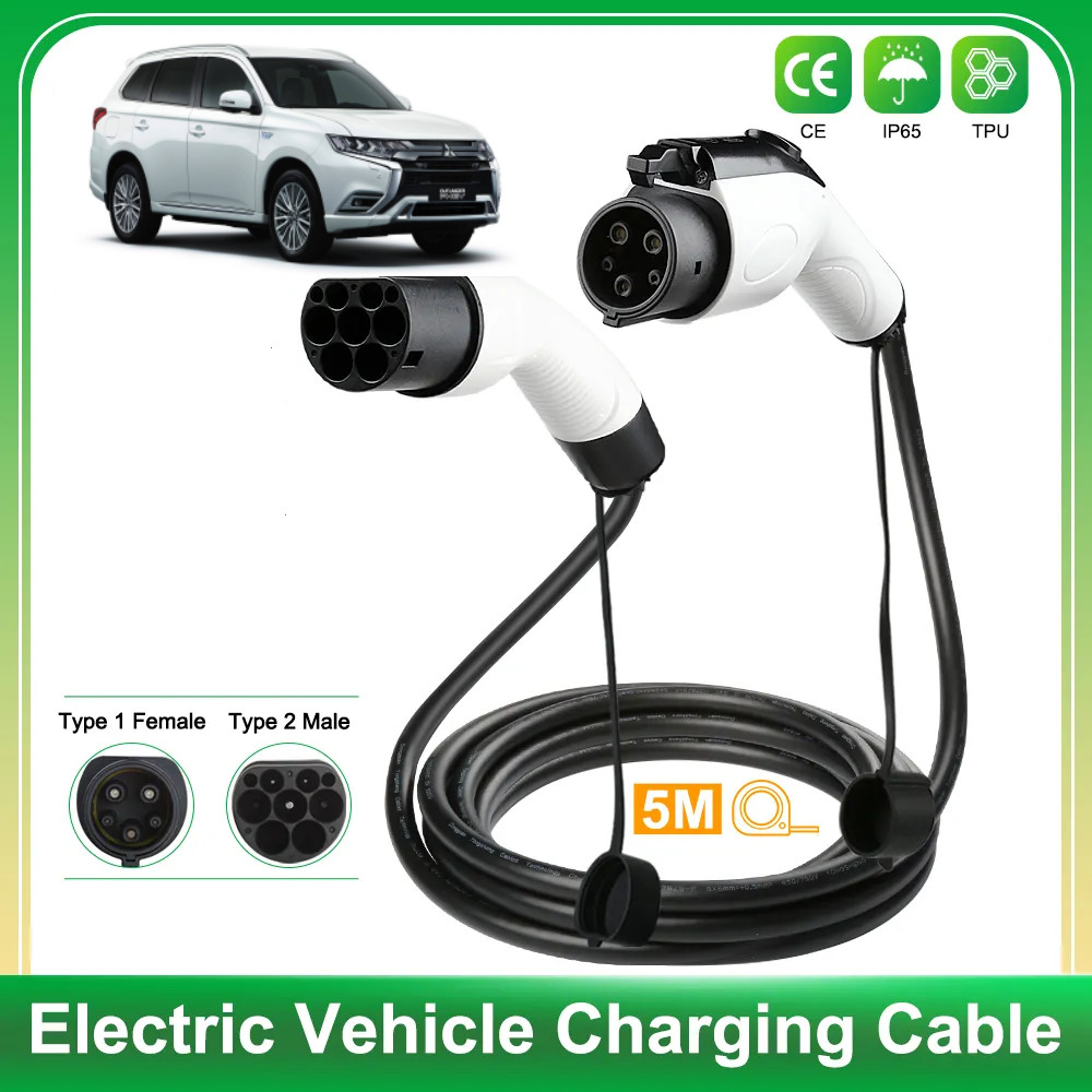 Cable de carga para coche eléctrico/EV, Mitsubishi Outlander, 16A, tipo 2 a tipo 1, 5 m-