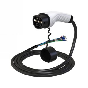 Cable de carga EV de extremo abierto de repuesto tipo 2, 7kW 32A 1 fase, 110-250V, 5m-