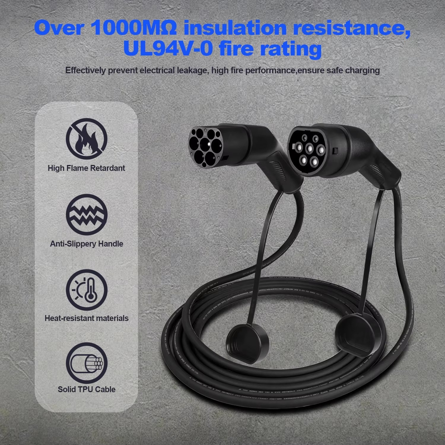 Cable de carga EV tipo 2 a tipo 2, 16A 3,6 kW monofásico, cargador modo 3, 5 m- - Image 4